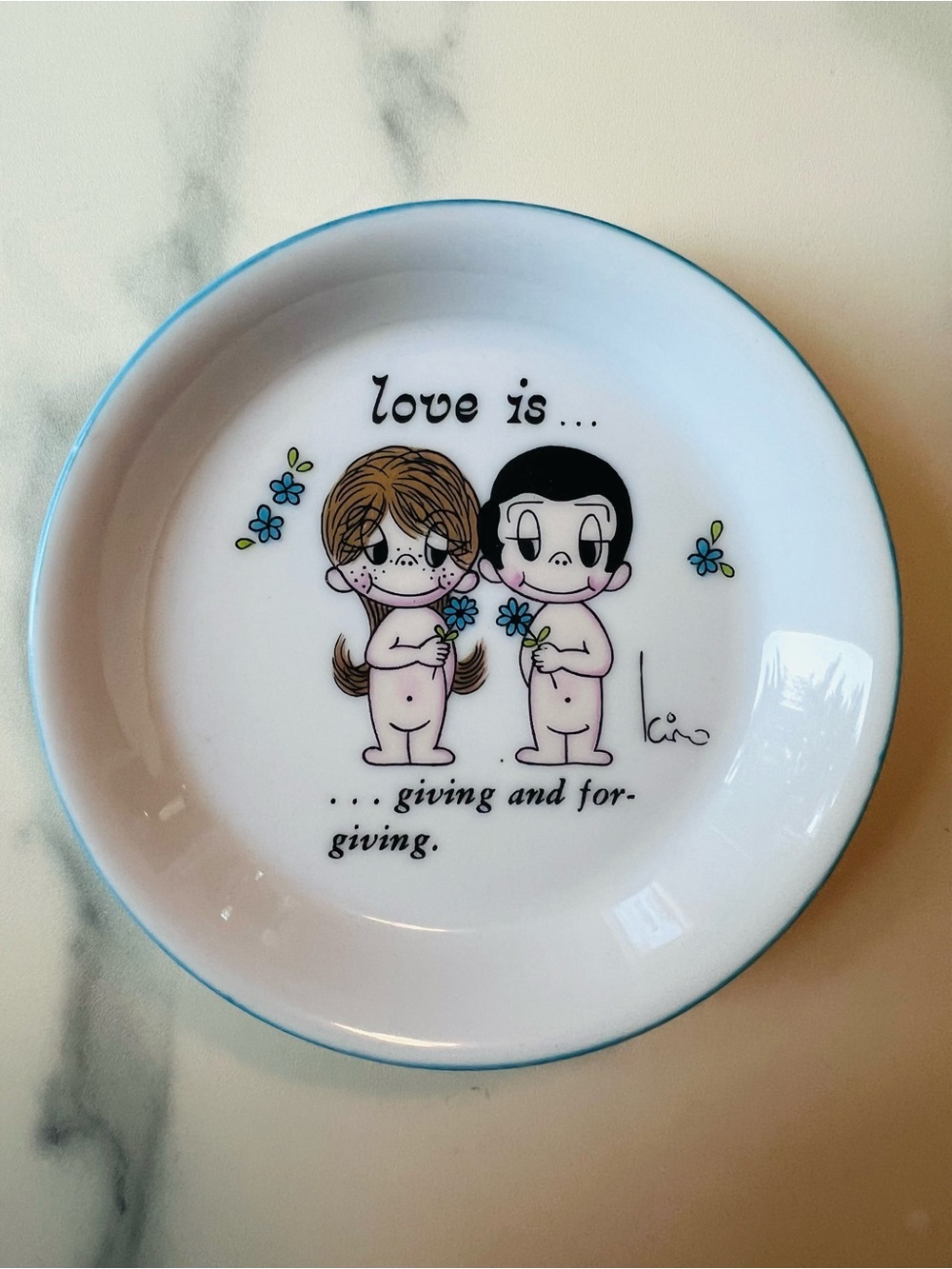 Vintage Kim Casali "Love Is..."  1970s Trinket Dish "Giving and Forgiving"
